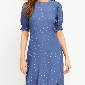 Heart Smocked Cuff Midi Dress - Summer Blueberry petite